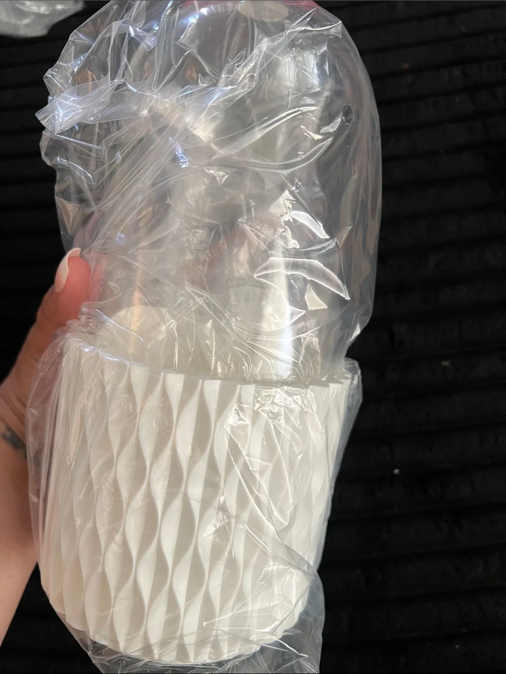 White Rotating Makeup Brush Holder with Lid